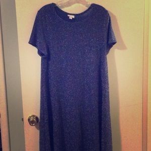 LuLaRoe Elegant Carly - Blue w/ Silver Sparkles
